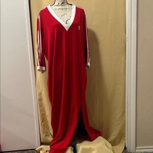 Adidas Red V-Neck maxi dress